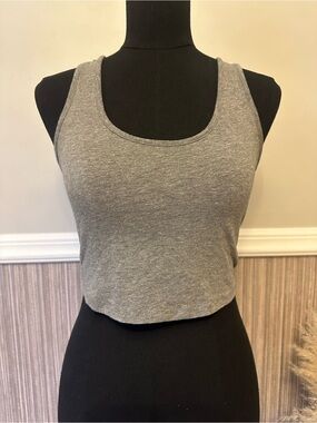Fashion Nova Gray Racerback Cropped Tank‎ Top Medium Stretch Basic